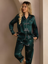 [Smaragd Zebra] SilkSilky-SE Long Sleeve Lapel Collar Dam Pyjama 004