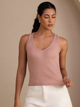 [Rosa] SilkSilky-SE Sleeveless Deep V Neck Cami Toppar 003