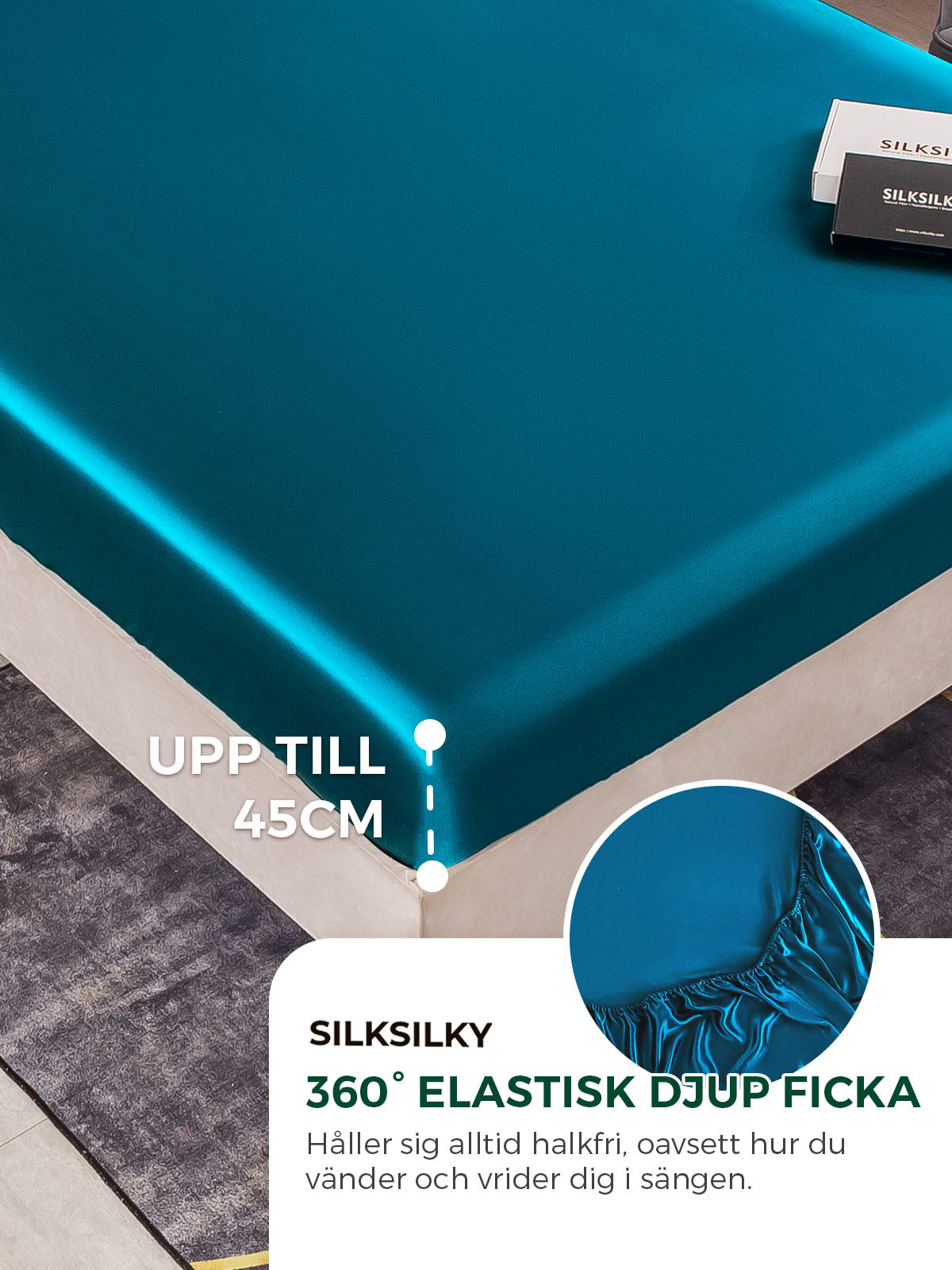 [Kungsblått] SilkSilky-SE 22Momme Rent Silke Bedding Set 004