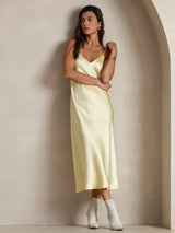 [Ljusgul] SilkSilky-SE Spaghetti Strap V Neck Nattlinne 006
