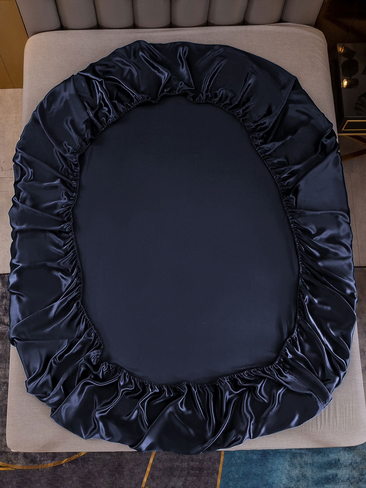 [Mörkblå] SilkSilky-SE 22Momme Rent Silke Sheet 003,