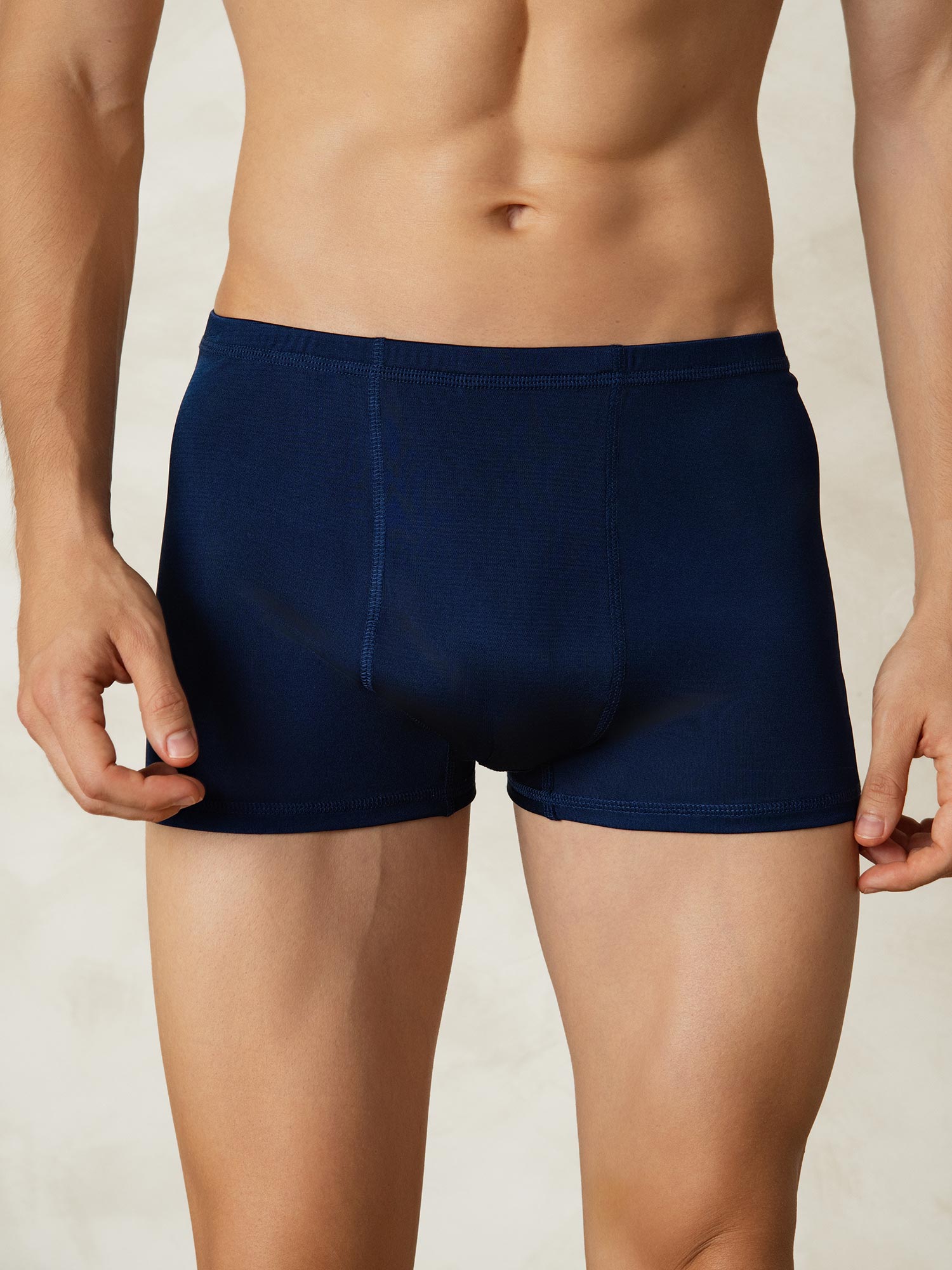 [Mörkblå] SilkSilky-SE Silke Stickad Mens Underwear 001