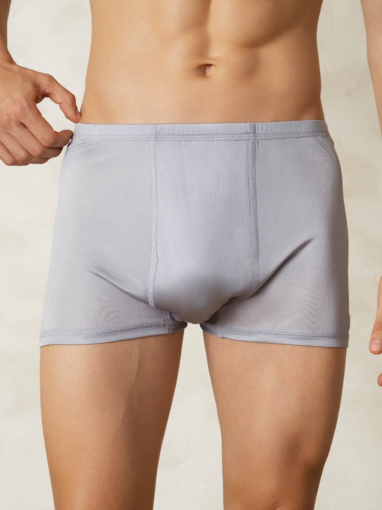 [Grå] SilkSilky-SE Silke Stickad Mens Underwear 001