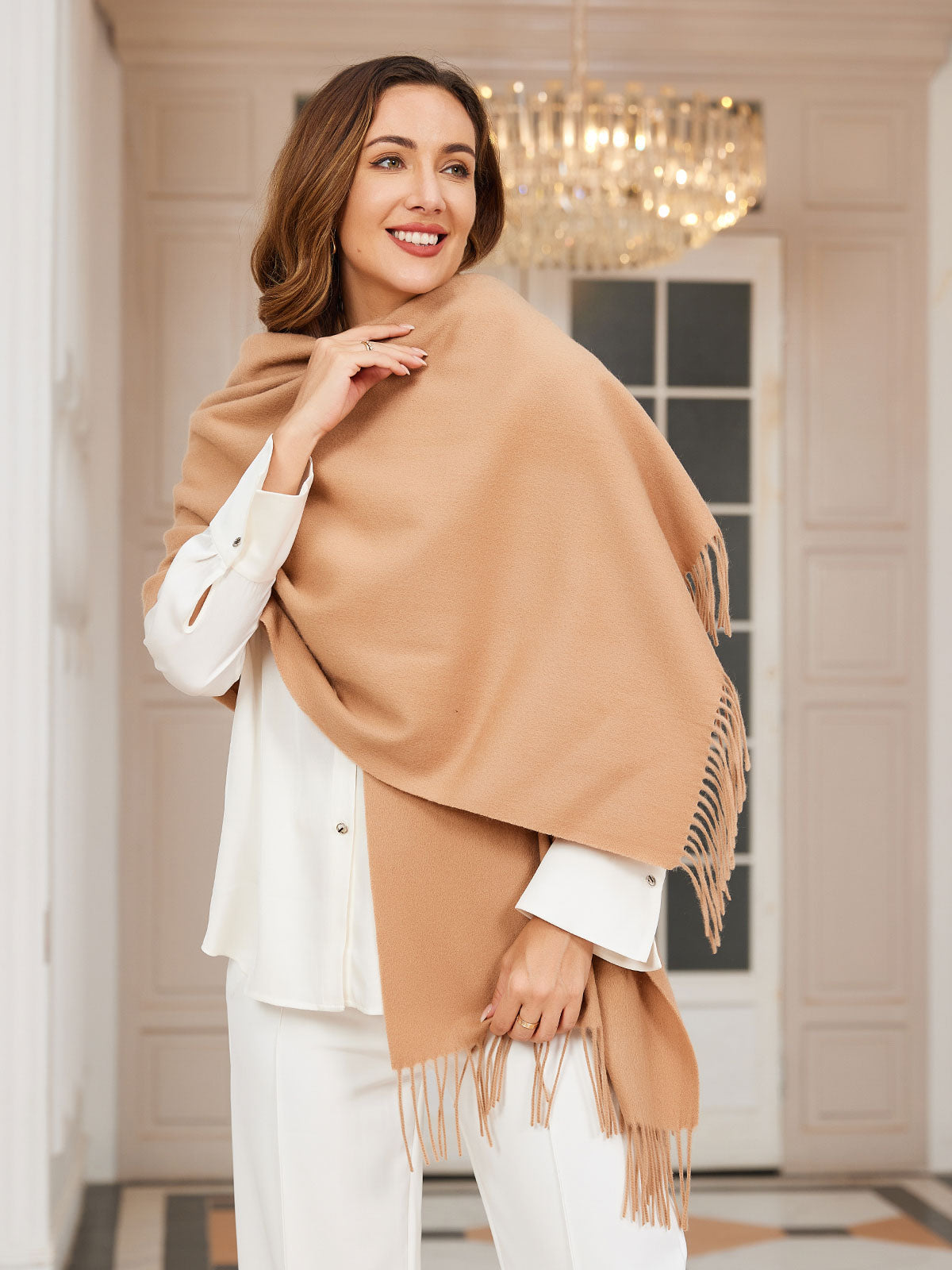 [Tan] SilkSilky-SE Ull Scarf 001