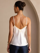 [Vit] SilkSilky-SE Spaghetti Strap V Neck Cami Toppar 002