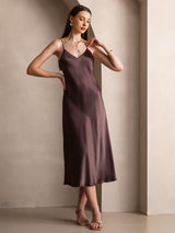 [Kaffe] SilkSilky-SE Spaghetti Strap V Neck Klänning 006
