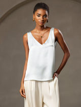 [Ljusblå] SilkSilky-SE Sleeveless V Neck Cami Toppar 001