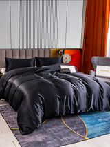 [Svart] SilkSilky-SE 22Momme Rent Silke Bedding Set 003,