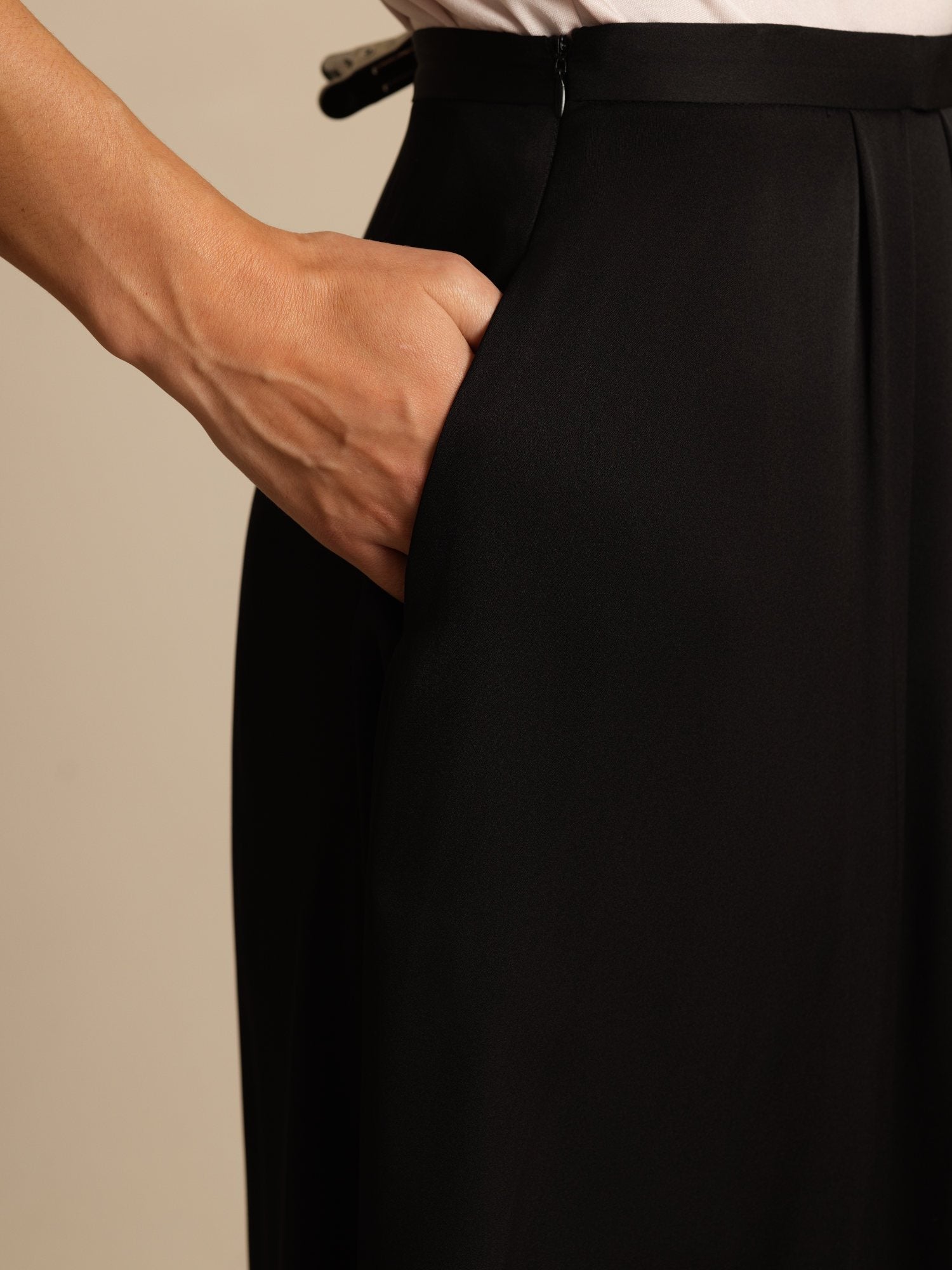 [Svart] SilkSilky-SE 19Momme Silke Skirt 004