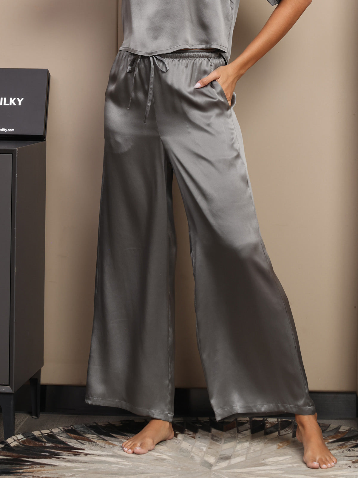 [Mörkgrå] SilkSilky-SE Rent Silke Womens Pants 001