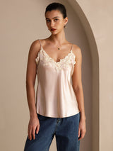 [Rosa] SilkSilky-SE Spaghetti Strap V Neck Cami Toppar 003