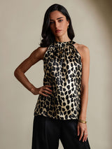 [Leopard] SilkSilky-SE 19Momme Silke Womens T-Shirt 003,