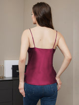 [Fuchsia] SilkSilky-SE Spaghetti Strap V Neck Cami Toppar 002
