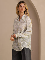[Salvia Blomma] SilkSilky-SE Long Sleeve Lapel Collar Blus 004