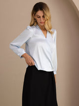 [Ljusblå] SilkSilky-SE Long Sleeve Blouse 003