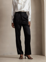 [Svart] SilkSilky-SE 19Momme Silke Womens Pants 001