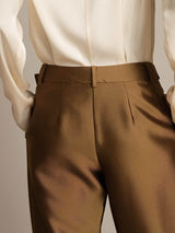 [Brons] SilkSilky-SE 32Momme Silk-Wool Blend Womens Pants 005