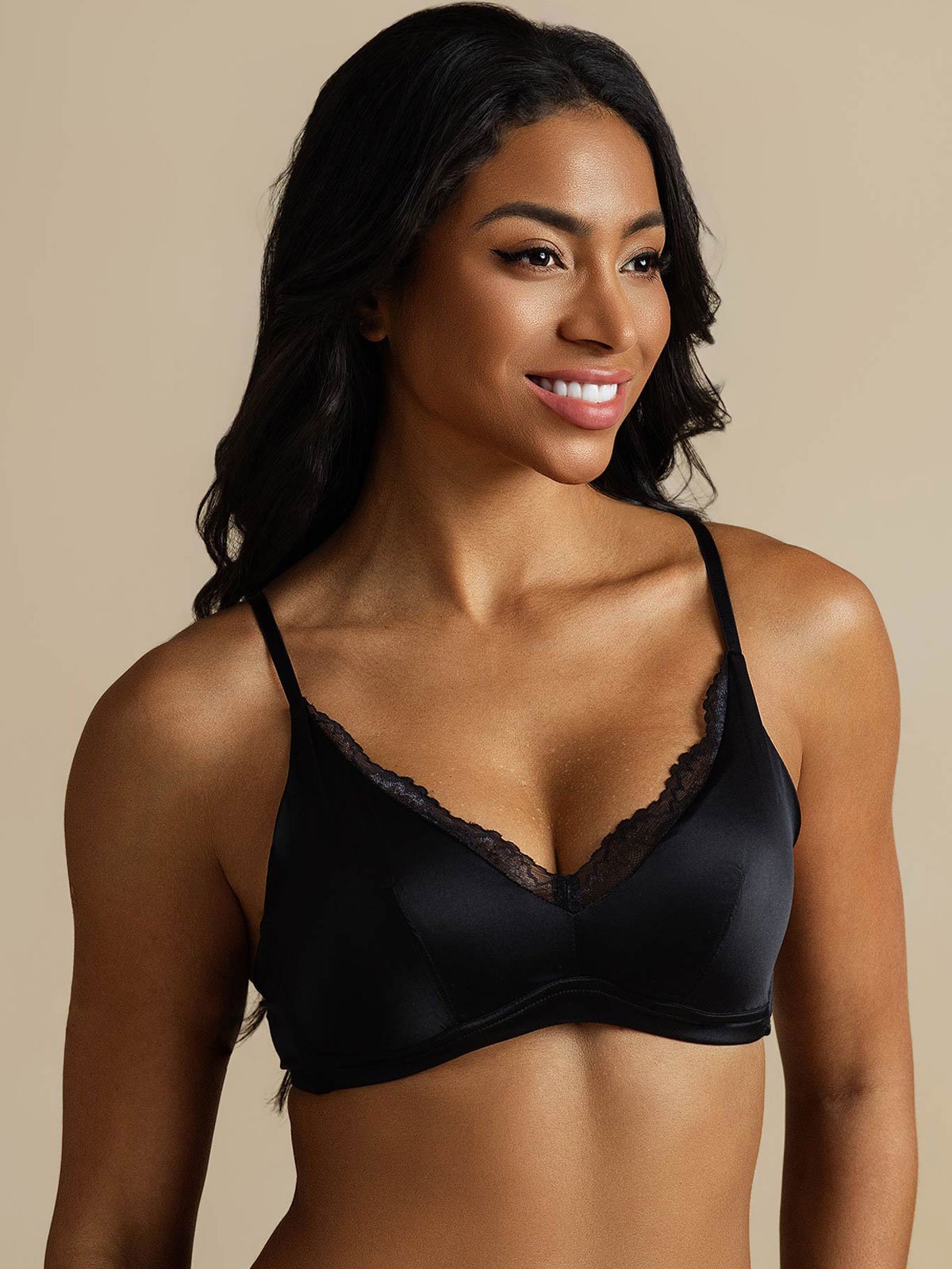 [Svart] SilkSilky-SE Rent Silke Bra 001