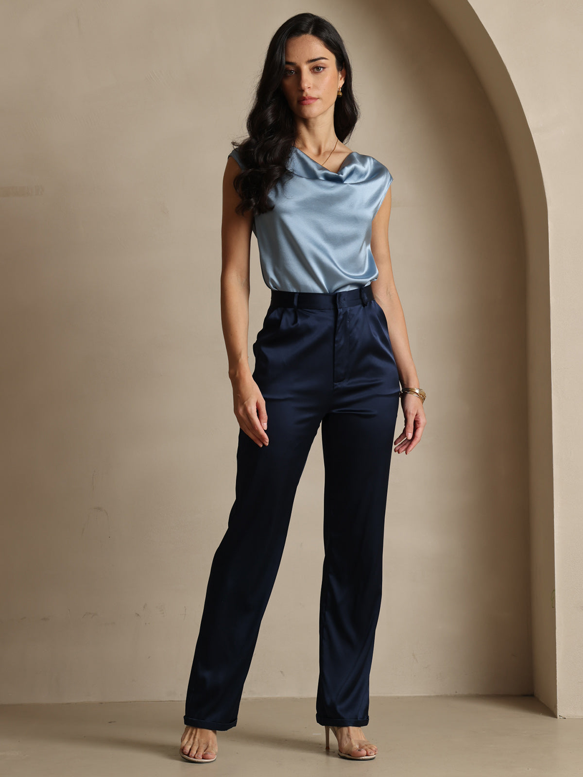 [Mörkblå] SilkSilky-SE 19Momme Silke Womens Pants 006