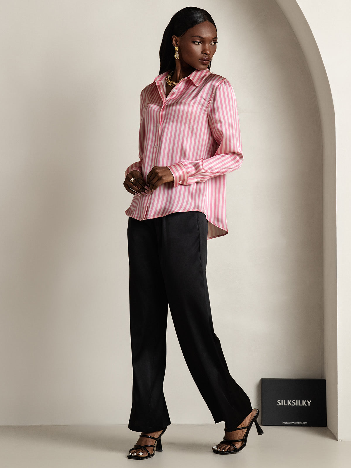 [Rosa] SilkSilky-SE Silke Krage Damskjorta 007