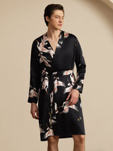 [Svart] SilkSilky-SE 19Momme Mens Robe 001