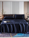 SilkSilky SE 22Momme Rent Silke Bedding Set Mörkblå 001