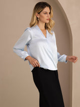 [Ljusblå] SilkSilky-SE Long Sleeve Blouse 004