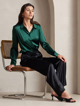 [Svart] SilkSilky-SE 19Momme Silke Womens Pants 006,