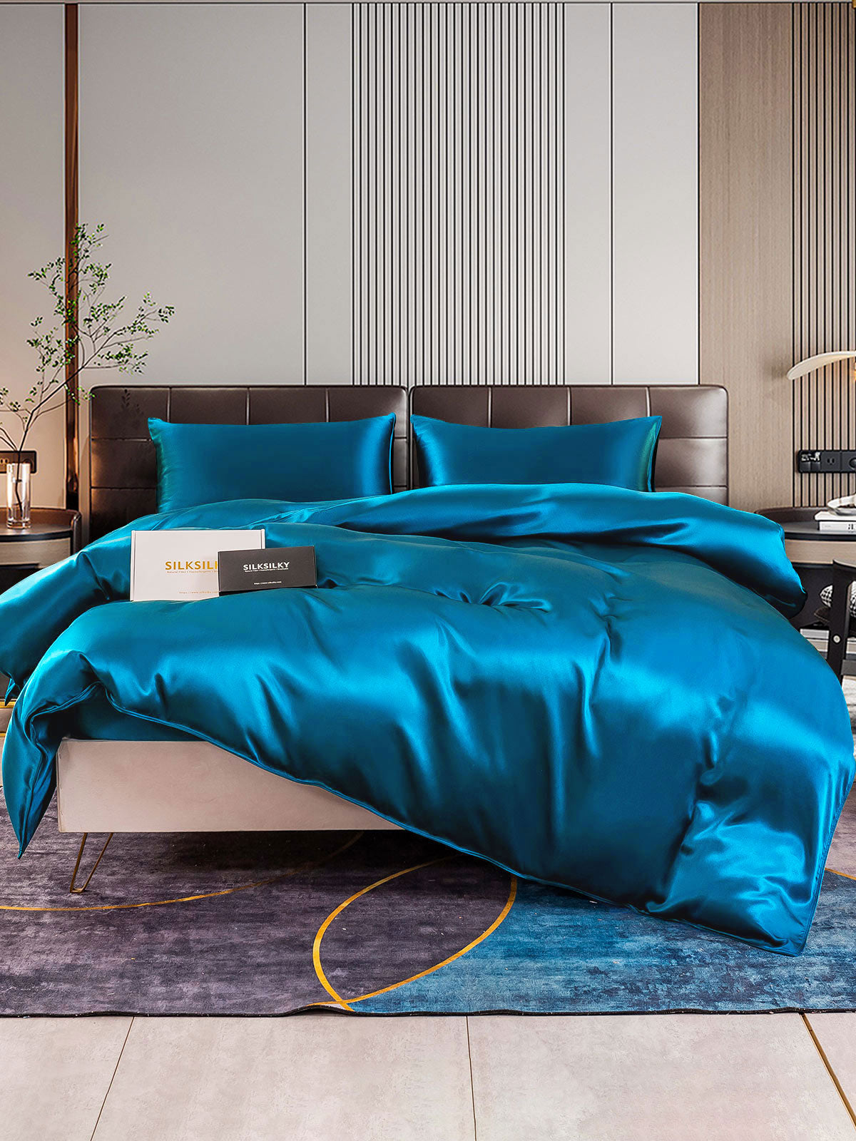 [Kungsblått] SilkSilky-SE 22Momme Rent Silke Bedding Set 001