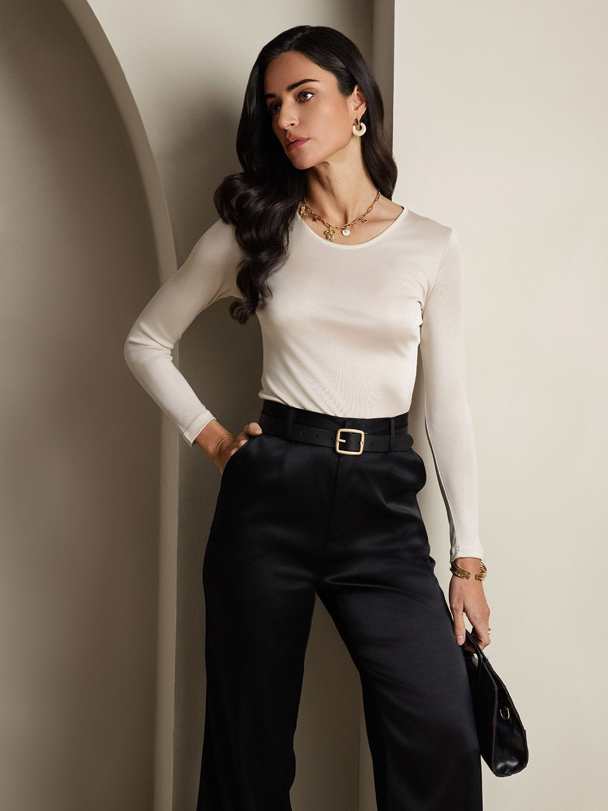 [Beige] SilkSilky-SE Silke Womens T-Shirt 006