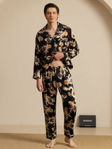 [Svart Drake] SilkSilky-SE Long Sleeve Notchkrage Herr Pyjama 007