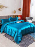 SilkSilky SE 19Momme Rent Silke Bedding Set Kungsblått 003