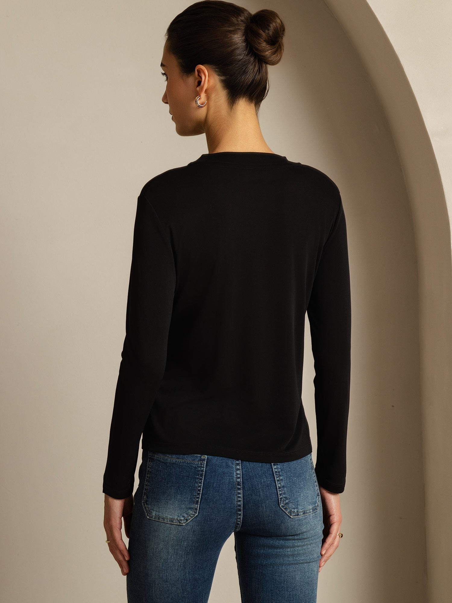 [Svart] SilkSilky-SE Rent Silke Womens T-Shirt 002