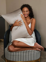 [Grå] SilkSilky-SE 19Momme Rent Silke Pillowcase 002