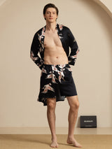 [Svart] SilkSilky-SE 19Momme Long Sleeve Mens Pajamas 004