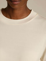 [Beige] SilkSilky-SE Half Sleeve Crewkrage Dam T-Shirt 004