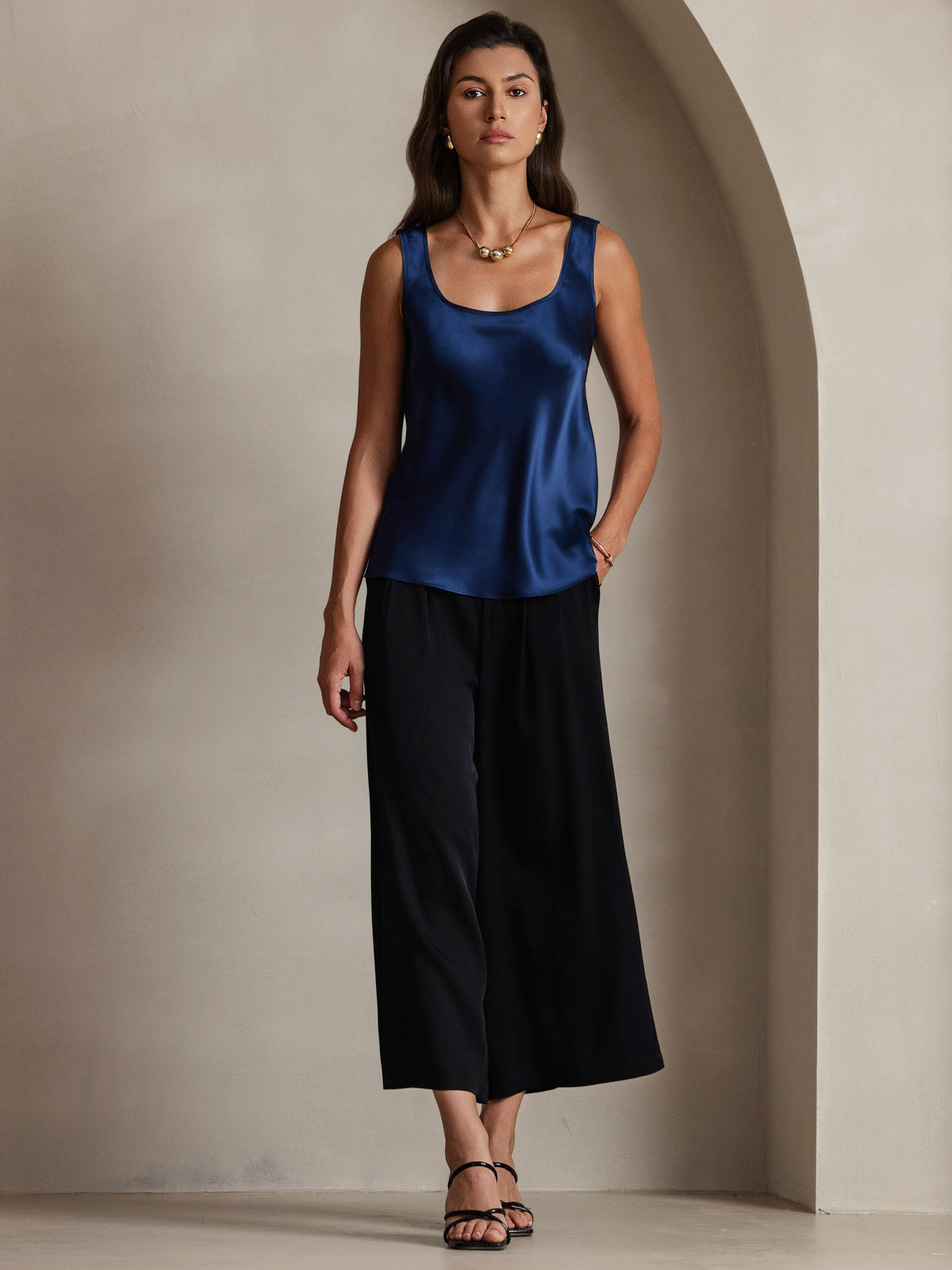 [Mörkblå] SilkSilky-SE 19Momme Silke Camisoles 007,