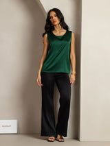 [Mörkgrön] SilkSilky-SE Sleeveless Round Neck Cami Toppar 009