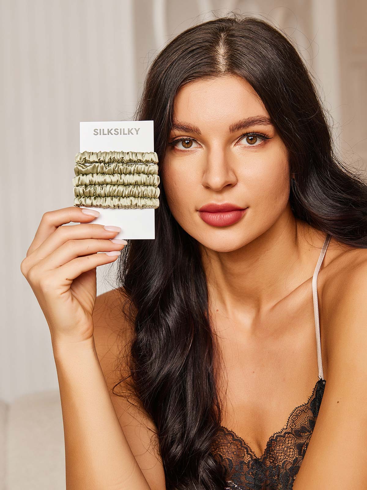 [Mintgrön] SilkSilky-SE 19Momme Rent Silke Scrunchie 001