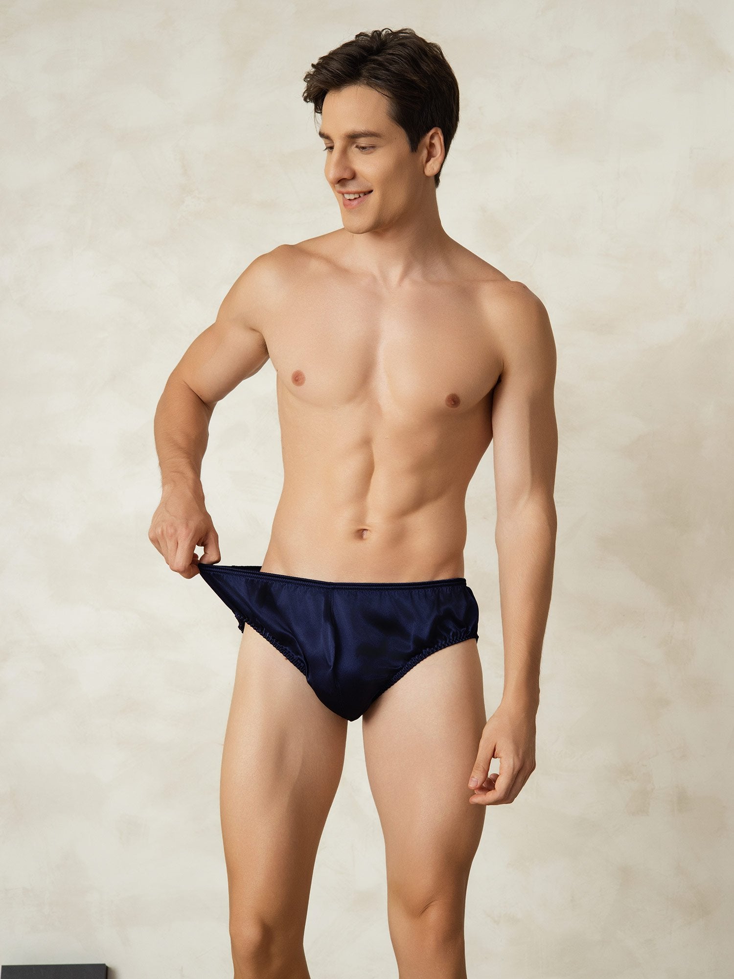 [Mörkblå] SilkSilky-SE Rent Silke Mens Underwear 005