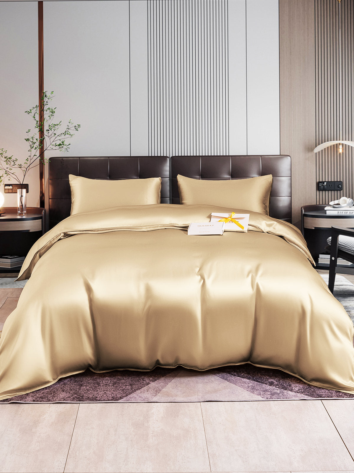 [Beige] SilkSilky-SE 22Momme Rent Silke Bedding Set 001,