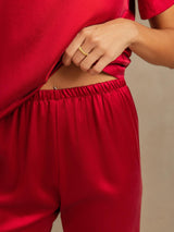 [Vin] SilkSilky-SE 19Momme Kort Ärm Dam Pyjama 005