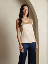 [Champagne] SilkSilky-SE Sleeveless Round Neck Cami Toppar 001