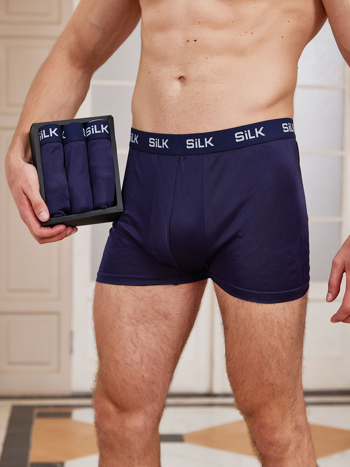 [Mörkblå] SilkSilky-SE Rent Silke Mens Underwear 002