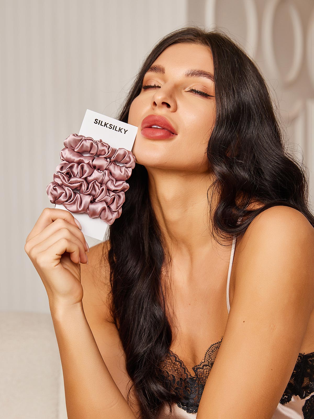[Blek Mauve] SilkSilky-SE 19Momme Rent Silke Scrunchie 002
