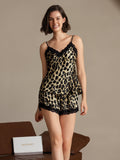 SilkSilky-SE Rent Silke V-Hals Camisole Set Leopard 004