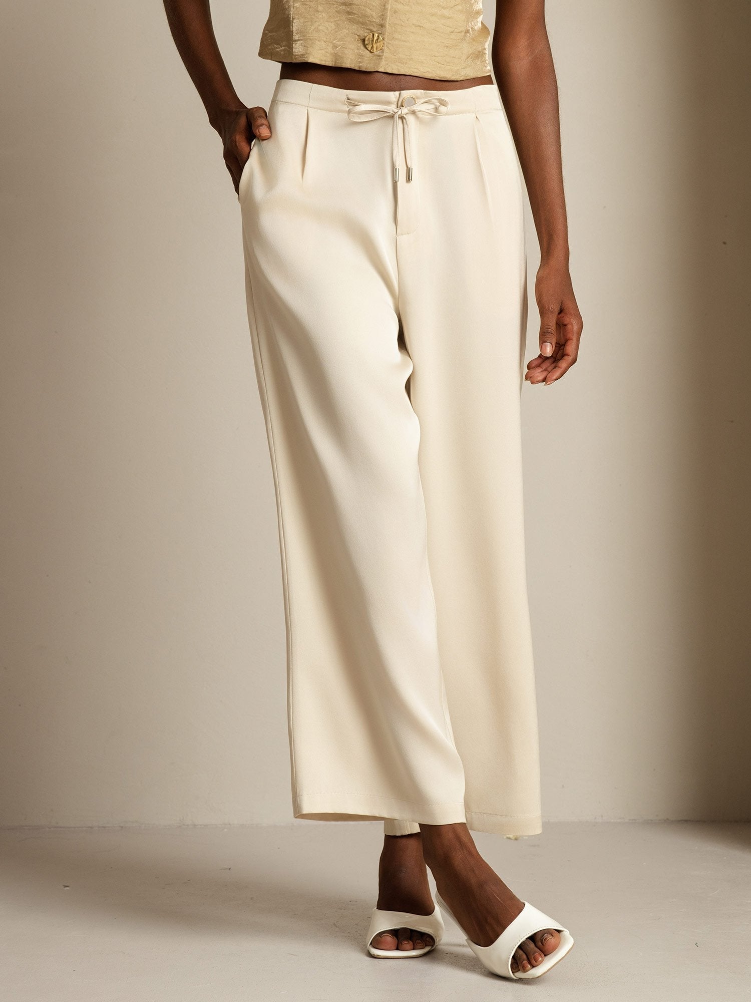 [Beige] SilkSilky-SE 19Momme Silke Womens Pants 003