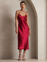 [Vin] SilkSilky-SE Spaghetti Strap V Neck Klänning 004