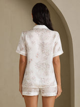 [Krämblommor] SilkSilky-SE Short Sleeve Notch Collar Dam Pyjama 002