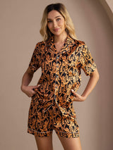 [Svart Tiger] SilkSilky-SE Short Sleeve Lapel Collar Dam Pyjama 005